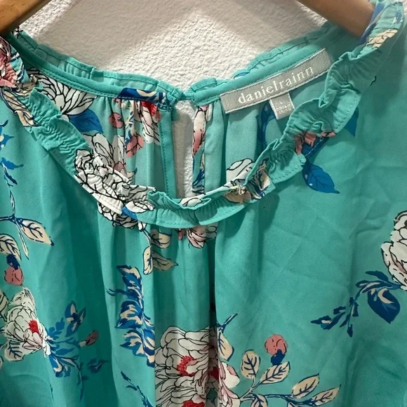 Daniel Rainn Teal Floral Blouse - Picture 3 of 5